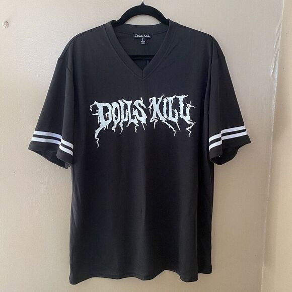 Dolls Kill Logo Merch Tour Jersey Shirt Tee Sport Blokette Sz S NWT oversized - Picture 3 of 7